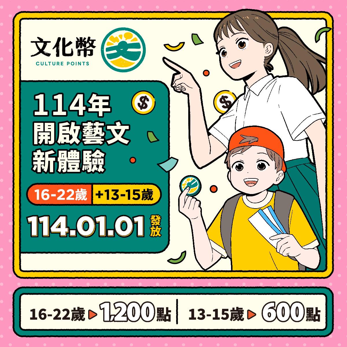 文化部114年13-22歲文化禮金資訊宣傳圖卡